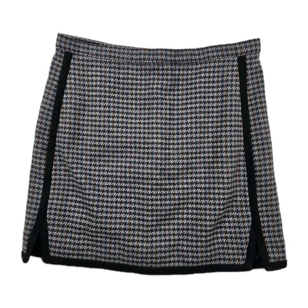 J.Crew Womens 6 Wool Blend Houndstooth Mini Skirt Black Trim Lined‎